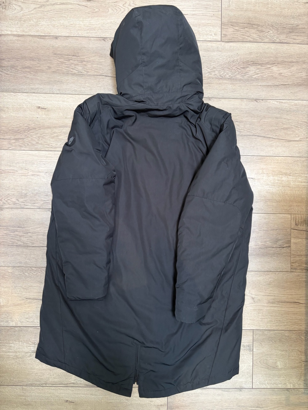 Nike Long Down Parka Black Mens XL Hooded Puffer Coat Sideline - Picture 2 of 9